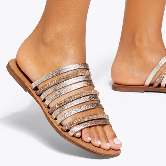 Sandal Kurt Geiger DAISY FLAT  Color: GOLD COMB  Size: 8.5, new, never worn - Picture 1 of 12
